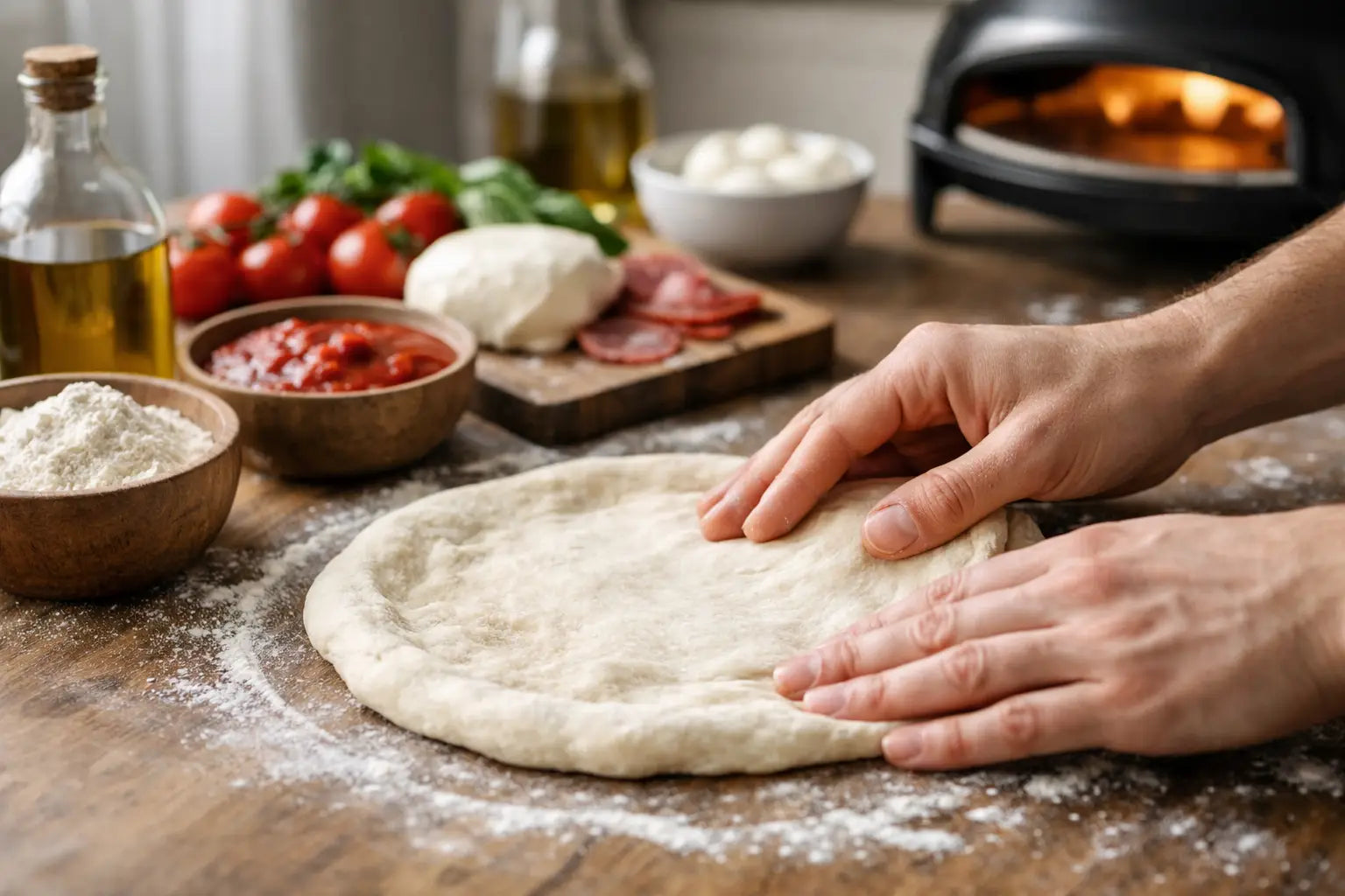 Hvordan strekke pizzadeig skånsomt hjemme